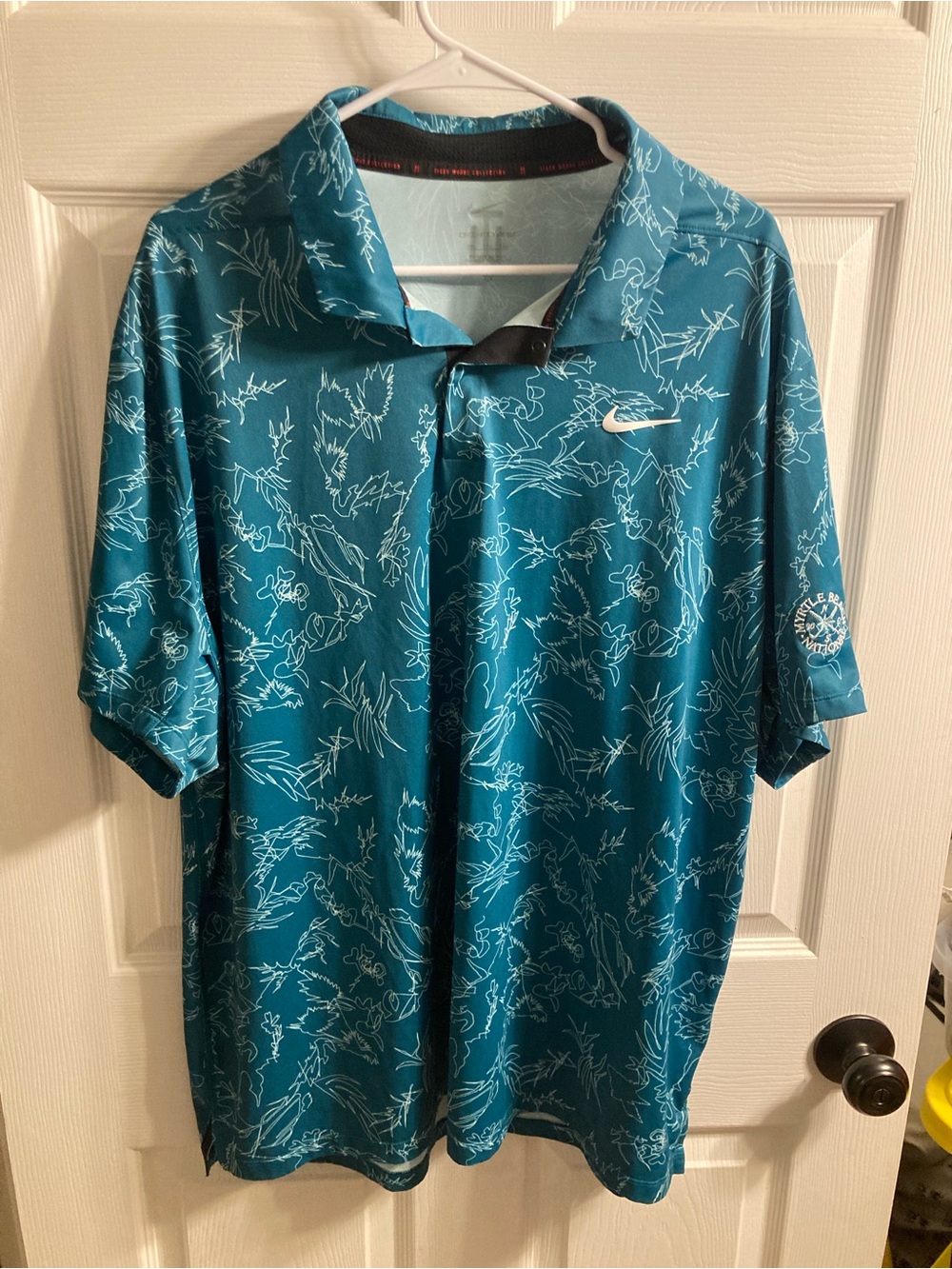 Nike Teal Short-Sleeve Tiger Woods Collection Floral-Print Golf Polo